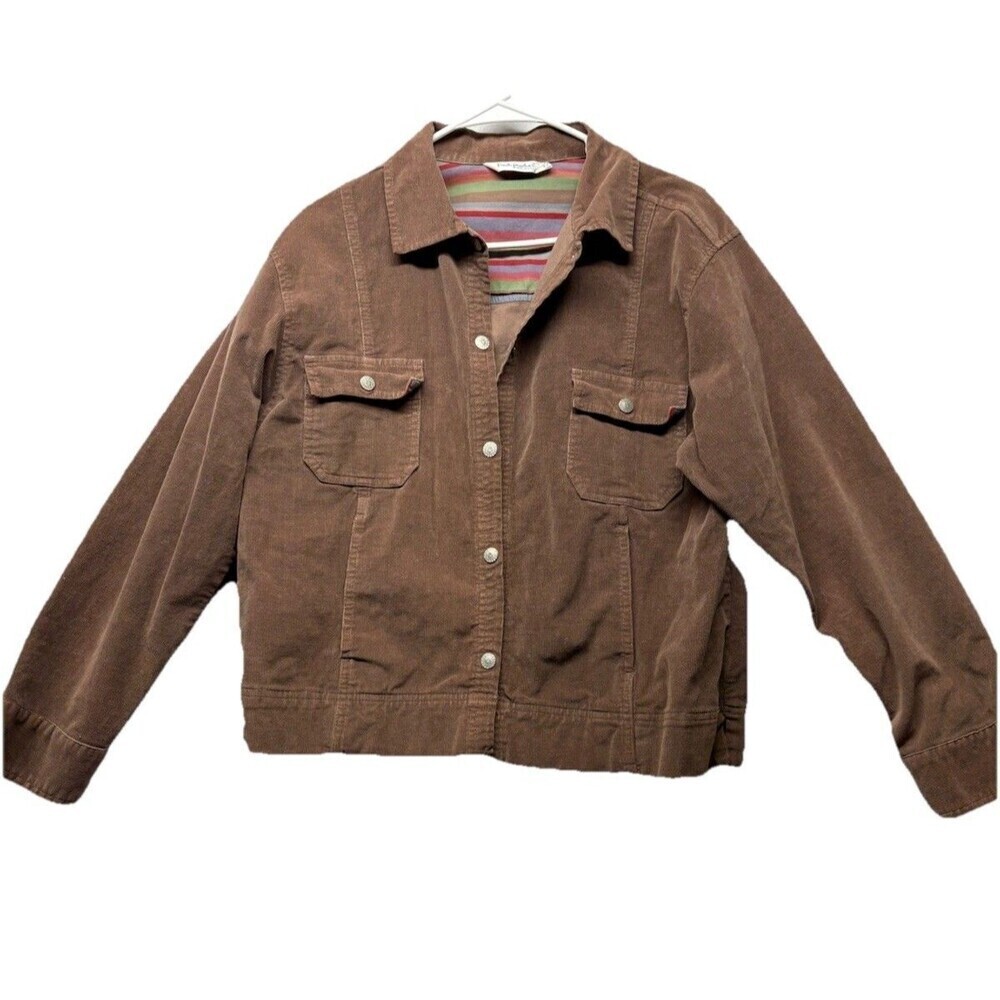 Fresh Produce Brown Corduroy Jacket Size Medium Women’s Snap Y2K